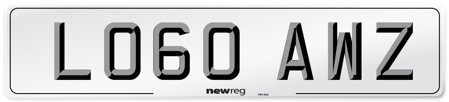 LO60 AWZ Number Plate from New Reg